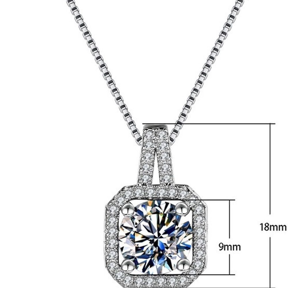 Beautiful CZ Diamond Halo Necklace - Picture 7 of 8